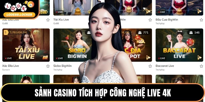 Sảnh casino tích hợp công nghệ live 4K